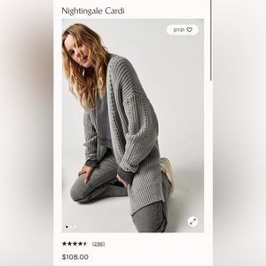 Free People Nightingale Cardi Cardigan, Size M